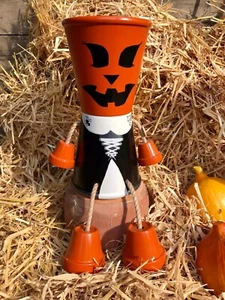 Herbst Deko Kürbis Tontopf Figur, 28cm, handbemalt, mit viel ❤️ gemacht - Bild 1 von 5