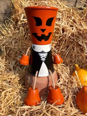 Herbst Deko Kürbis Tontopf Figur, 28cm, handbemalt, mit viel ❤️ gemacht - Bild 1 von 4