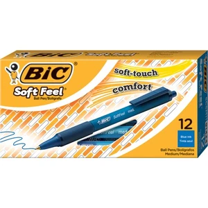 Bolígrafos retráctiles BIC Soft Feel, punta media, 1,0 mm, barril azul, azul - Imagen 1 de 7