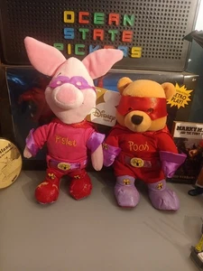 Winnie The Pooh ~ Super Pooh & Piglet Disney Store Plush Bean Bag 8" Retired  - Picture 1 of 6