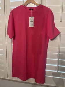 Zara Dress Barbie Pink Size M Ss Crew Neck - Picture 1 of 2