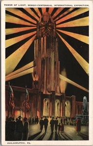 1926 PHILADELPHIA EXPO Postkarte "TOWER OF LIGHT" / Tichnor #125585 / ungebraucht - Bild 1 von 2