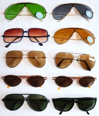 Lot 10 Vintage 70/80s French New Metal & Plastic Frame Sunglasses New Old Stock - Image 1 of 4
