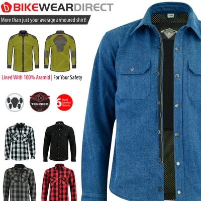 Motorbike Motorcycle Shirt Jacket Blue Stone Wash Biker Armour Made With Aramid - image 1 of 4