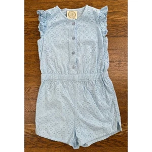 Beaufort Bonnet Company Girls' Blue Eyelet Romper Size 5 - Picture 1 of 4
