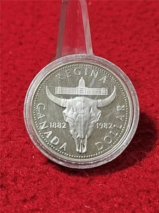 1982 Canada Proof Silver Dollar. REGINA KM-133 0.3750oz ASW #T5043 - Picture 1 of 2