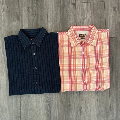 Michael Kors Mens XL Button Up Long Sleeve Shirt Lot Of 2 Black/Orange - Image 1 of 4