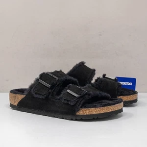 Birkenstock Arizona Shearling Black Suede Sandals, Size 42 Regular (11-11.5 US) - Picture 1 of 8