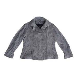 Annette Gortz Jacket Blazer Gray Crinkled Pockets Wool Blend Lined Size 44 - Picture 1 of 16