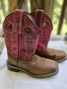 Smoky Mountain Pink/Brown Leather Cowgirl Cowboy Western Boots Size 10.5 - Picture 1 of 9