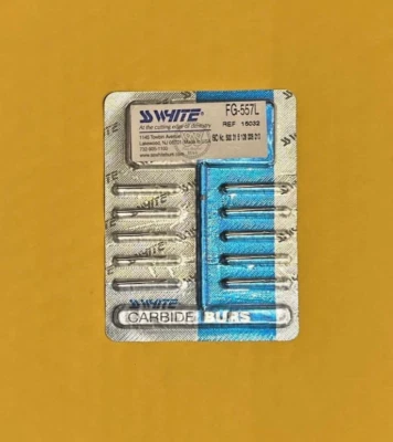 Brocas dentais brancas SS FG 1556, 1557, 1558, 57L, 556L, 557L, 558L - Imagem 1 de 4
