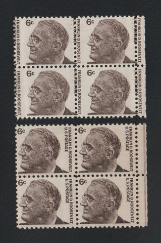 US EFO ERROR Stamps: #1284 Roosevelt: Perf. shift margin block of 4! MNH Cover