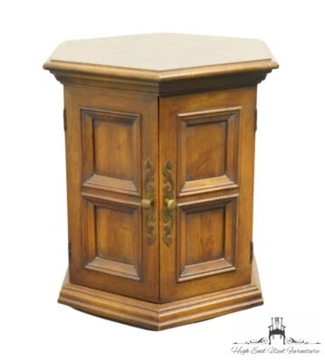 HEKMAN FURNITURE Solid Oak Rustic Americana Hexagonal Storage End Table 6725 - Image 1 of 4