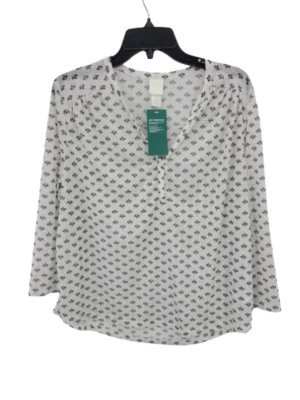 H and M Conscious Collection 女式大号白色黑色印花长袖波西米亚风 — 第 1/4 张图片