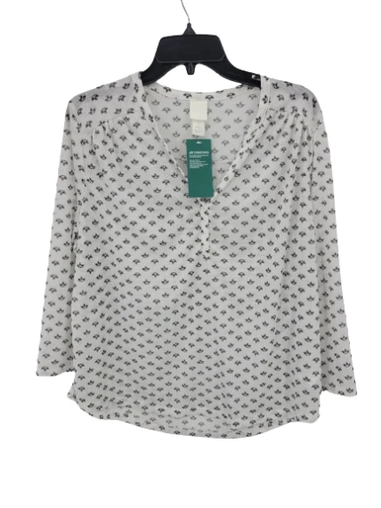 H and M Colección Conscious Top Mujer Grande Blanco Negro Estampado Manga Larga Boho Foto 1 de 4