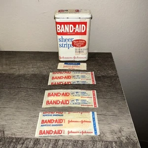 Band-Aid Sheer Strips Vintage Tin Box Package Bandages Advertising First Aid - Picture 1 of 9