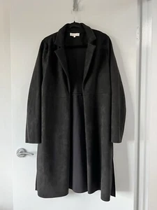 Black Suede Estee Coat By Chancery long jacket, cardigan Size 12 - Picture 1 of 6