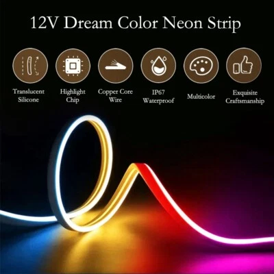 DC12V WS2811 Dream Color T0612 RGB LED Neon Strip Smart IC Pixels Lights IP67 - Image 1 of 4