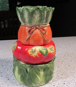 Fitz & Floyd Classics Le Marche Vegetables Stackable Measuring Cups Set of 4 - Picture 1 of 7