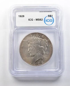 1928 Peace Silver Dollar MS62 ICG *0336 - Picture 1 of 3