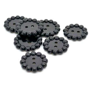 BLACK BALL RIM 2 HOLE BUTTONS Size 18mm - Picture 1 of 1