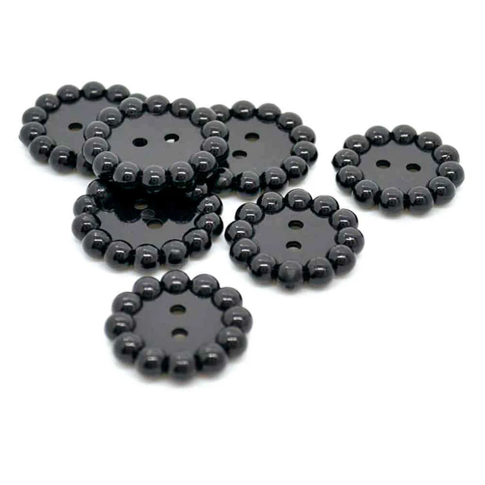 BLACK BALL RIM 2 HOLE BUTTONS Size 18mm - Image 1 of 1