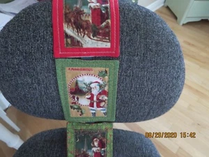 MACHINE QUILTED CHRISTMAS HANGER--VINTAGE FABRIC-SET OF 3--20" X 4"-#R20-7-#3 - Picture 1 of 24