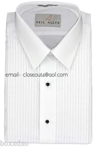 New Spread Comfo- Collar Tuxedo Shirt Cotton Blend Machine Wash FREE Stud/Links - Picture 1 of 2