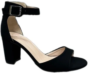 Women's Height Heel Sandals Open Toe Ankle Buckle Summer Shoes Black Size 5-10 - Picture 1 of 3