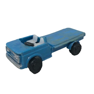 VTG Blue Flatbed Black Tires Truck w/ Black Wheels Hong Kong - Image 1 of 4