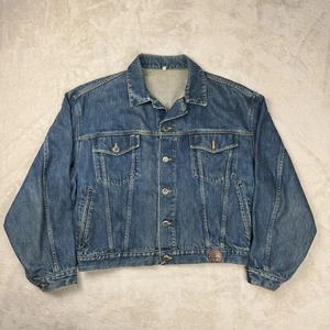 Vintage Moschino Cropped Denim Jacket Womens Size 50 Blue Preowned Outdoor - Picture 1 of 11