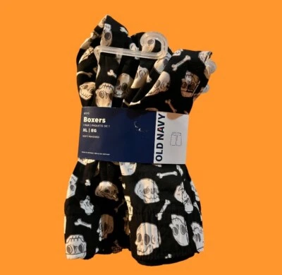 NUEVO CON ETIQUETAS Niños ANTIGUO AZUL MARINO Esqueleto Halloween Boxers Un Par Talla XL (11-12) Foto 1 de 3