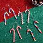 Candy Cane Xmas Gift Colorful Stripes Christmas Hook Earrings