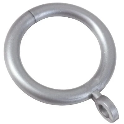 GREY CURTAIN RINGS x10 Hook Voile Hanging Loop Fitting 25mm Rail Pole Rod - Image 1 of 4