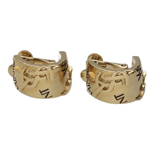 SAINT LAURENT (YSL) Autentici orecchini vintage Yves Saint Laurent logo YSL placcatura oro