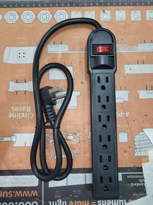 6 Outlet Power Strip Surge Protector 15A 125V 90J 1.5FT - Image 1 of 2