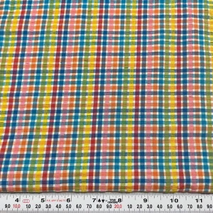 Vintage Rainbow Striped Seersucker Cotton Homespun Fabric by the HALF YARD - Picture 1 of 2