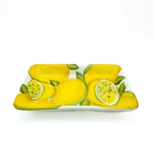 BASSANO KERAMIK HANDBEMALTE TABLETT 30CM ZITRONE 3D MOTIV  AUS ITALIEN  - Photo 1 sur 4
