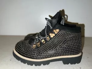 MISS SIXTY LADIES BLACK LEATHER LACE UP STUDS ANKLE BOOTS SHOES UK 4 EU 37 BT096 - Picture 1 of 10
