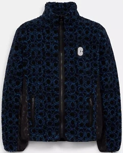 Coach Signature Sherpa Full Zip Jacket Style C5202 Size XL Blue Retails for $498 - Picture 1 of 3