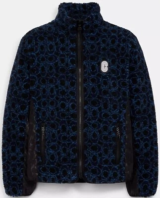 Coach Signature Sherpa Full Zip Jacket Style C5202 Size XL Blue Retails for $498 - Image 1 of 3