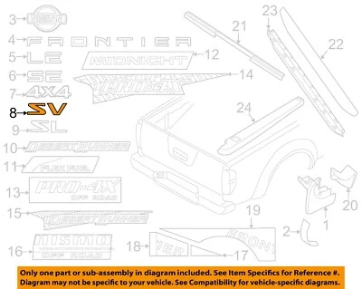 NISSAN OEM 11-21 Frontier Pick Up Box embellecedor exterior placa de identificación 908969CA1A Foto 1 de 2