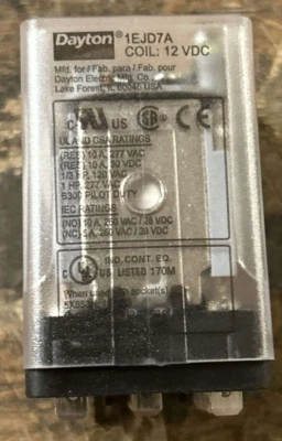 Dayton 1EJD7A 12V DC 10A 11 Pines/Terminales 3PDT Gen Relé Propósito Foto 1 de 4