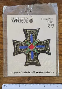 Jewelled Applique House of Fabrics Iron Cross Vintage Clothing Patch - Picture 1 of 1
