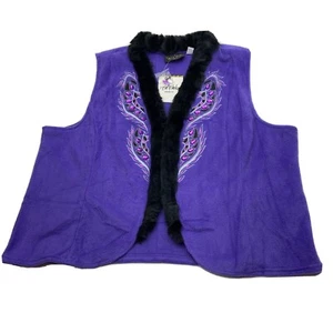 Bob Mackie Wearable Art Womens XL Vest Purple Black Embroidered Stones New NWT - Picture 1 of 8