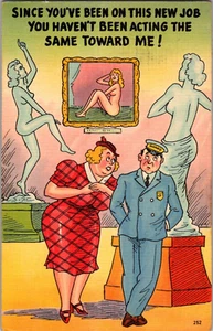 AK Nachtwächter "Seit du diesen neuen Job hast" Leinen verschickt 1941 - Bild 1 von 2