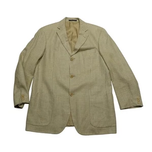 Hugo Boss Sport Coat Mens 40R Houndstooth Silk Linen Wool E Thomas Made USA - Picture 1 of 11