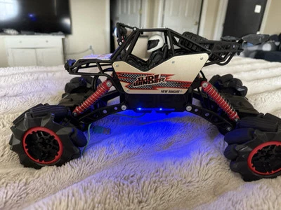 New Bright R/C Slide Winder 4x4 No Remote Control Lights Work EUC Gold Red Black - Image 1 of 4