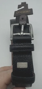 Coach Hombres 40” Cinturón de Cuero de Becerro Genuino Hebilla de Latón Sólido Negro 5942 - Imagen 1 de 12