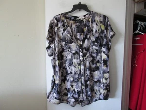 DAMEN SIMPLY VERA WANG SCHWARZ BEDRUCKTER PULLOVER SHIRT - GRÖSSE 3X - NEU OHNE ETIKETT - Bild 1 von 4